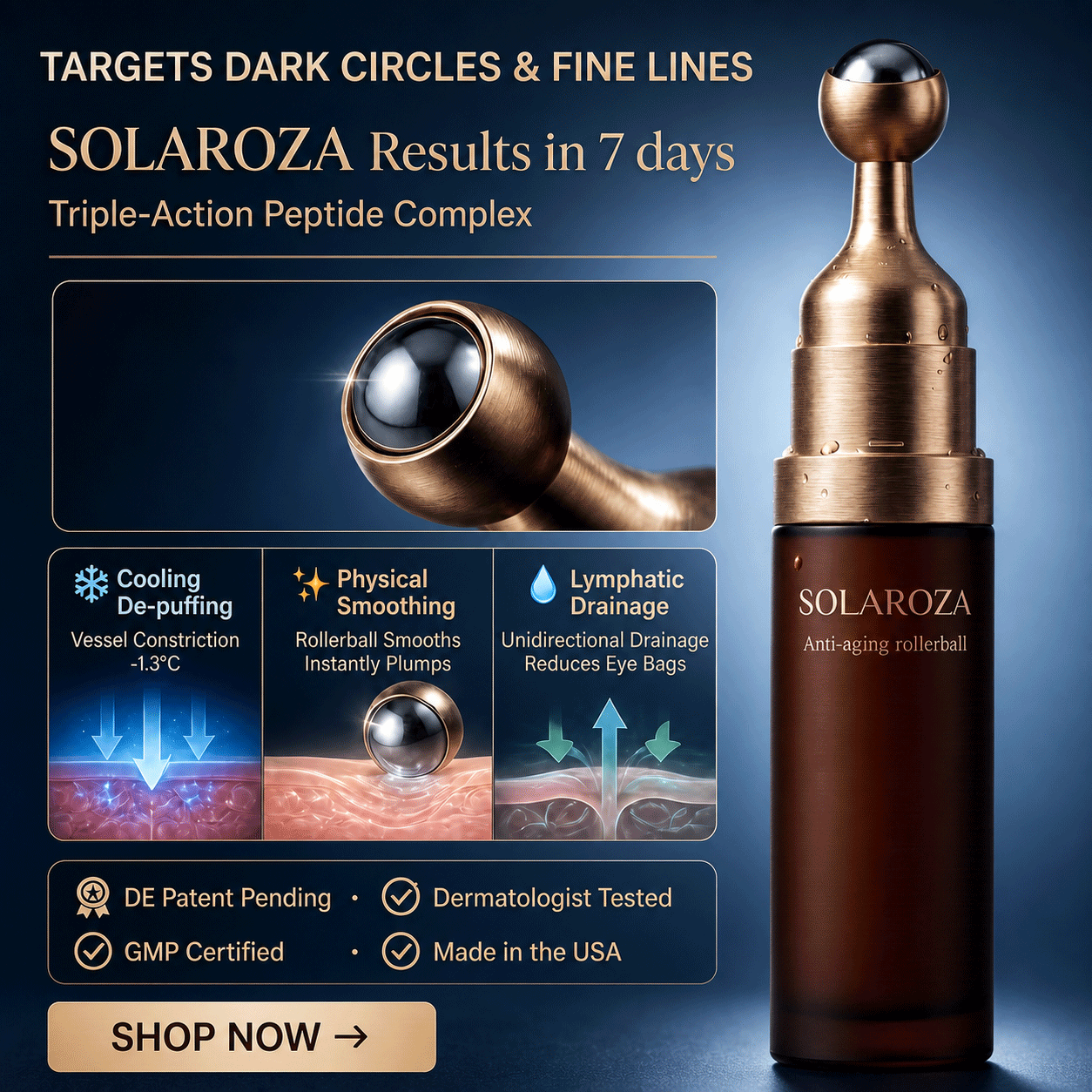 🔥🕊️New & Upgraded: Solaroza® 360° Ice-Cool Roller — Visibly reduces dark circles, puffiness, and fine lines in 7 days. Powered by Matrixyl 3000, Neuro-peptides)